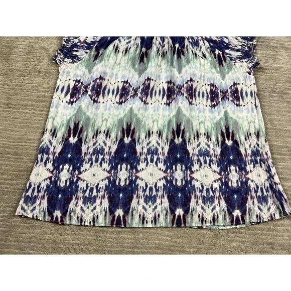 Axcess Top Womens XL Multicolor Boho Shortsleeve Polyester Smocked Sleeve Casual - Picture 8 of 11